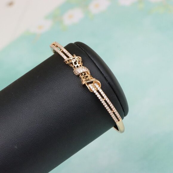 Rose Gold Bangle with Sparkling Bow Design, XPBL0574 - Picture 9 of 12